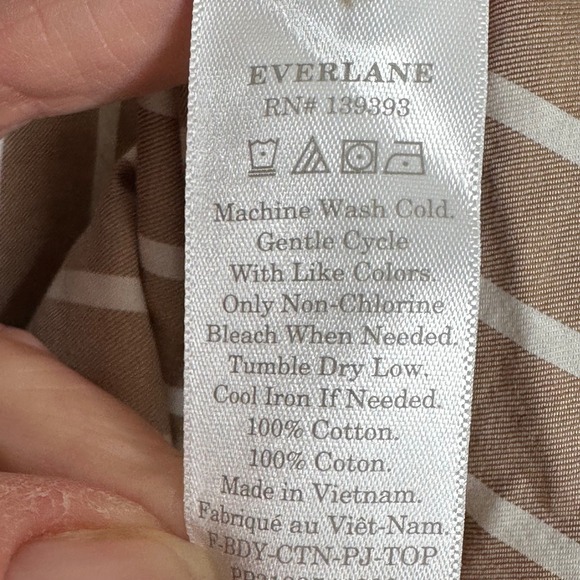 Everlane Tan and White Striped Button Down Shirt - Picture 7 of 7